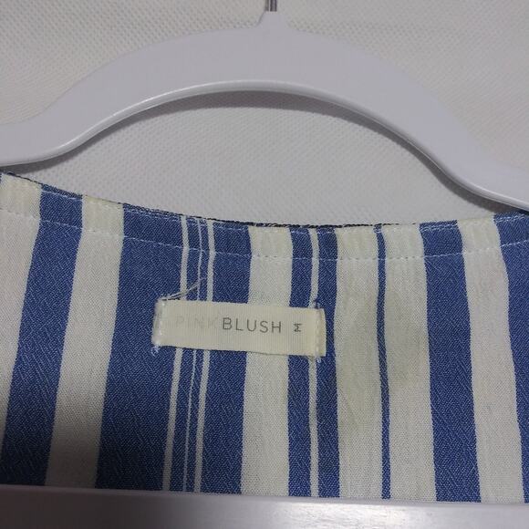 Pink Blush Blue Stripe Beachy Boho Swimsuit Cover Size M - Picture 7 of 8